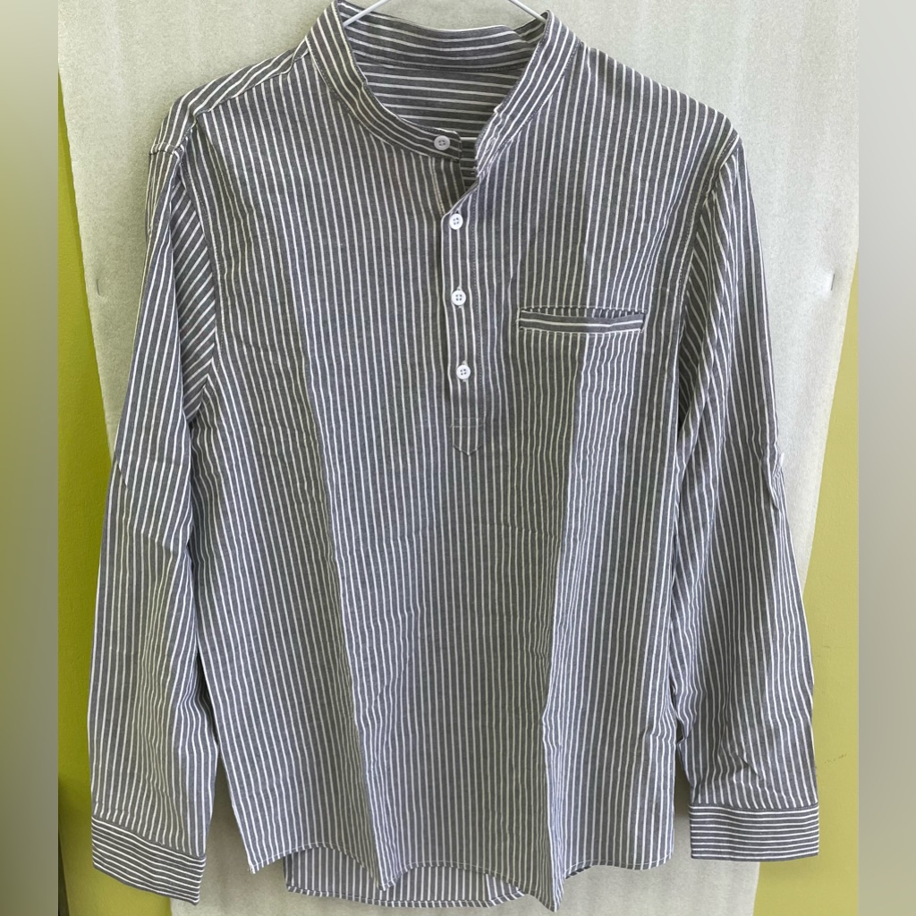 Men's Striped Gray Shirt, Small
